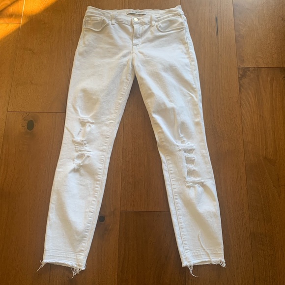J Brand white distressed ankle jeans - sz 27 - Picture 2 of 5
